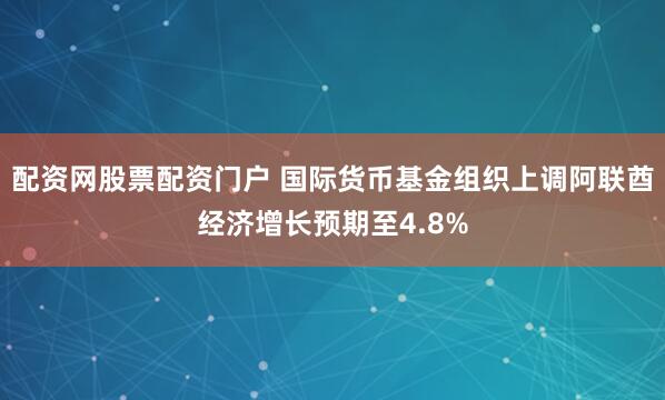 配资网股票配资门户 国际货币基金组织上调阿联酋经济增长预期至4.8%